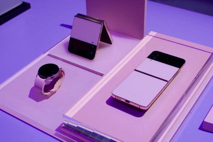Samsung Galaxy Z Flip 4 and Galaxy Watch 5.