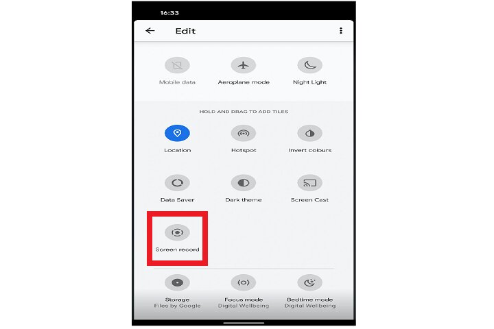 Opción de grabación de pantalla en Android 10.