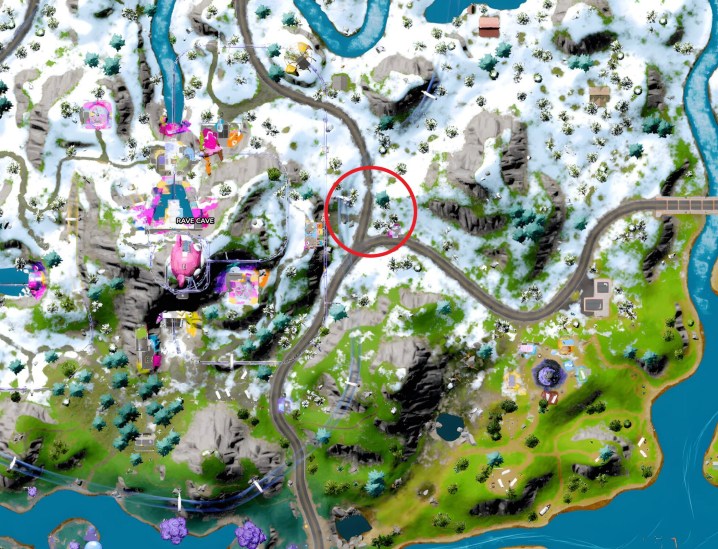 Map of location containing reality seeds in Fortnite.