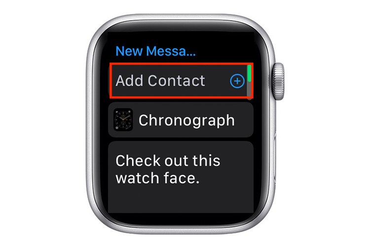 Botón Agregar contacto de Apple Watch.