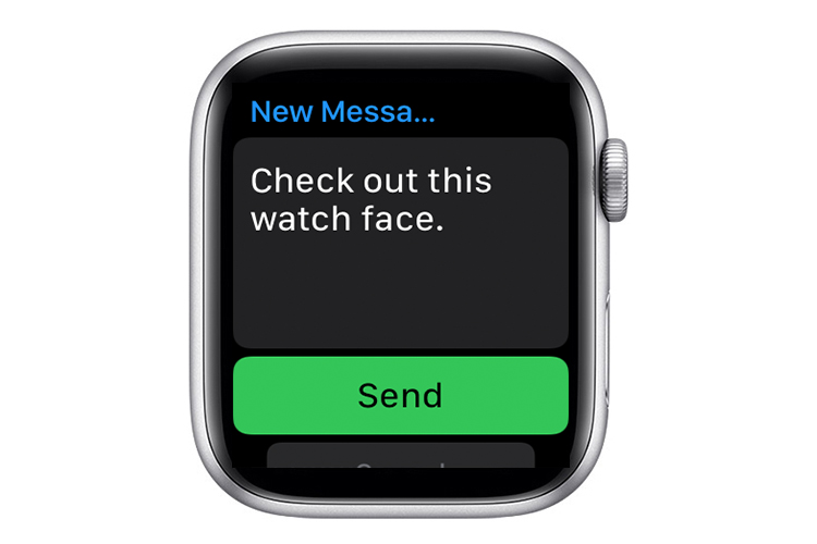 Interfaz de mensajes de cara de Apple Watch.