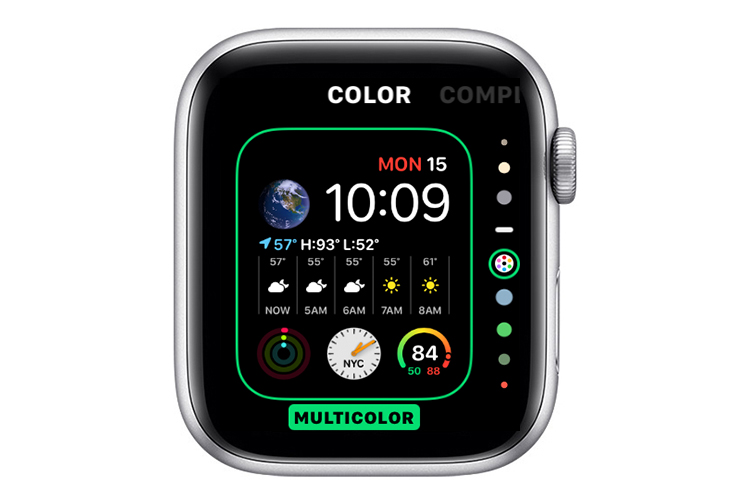 Interfaz de personalización de Apple Watch.