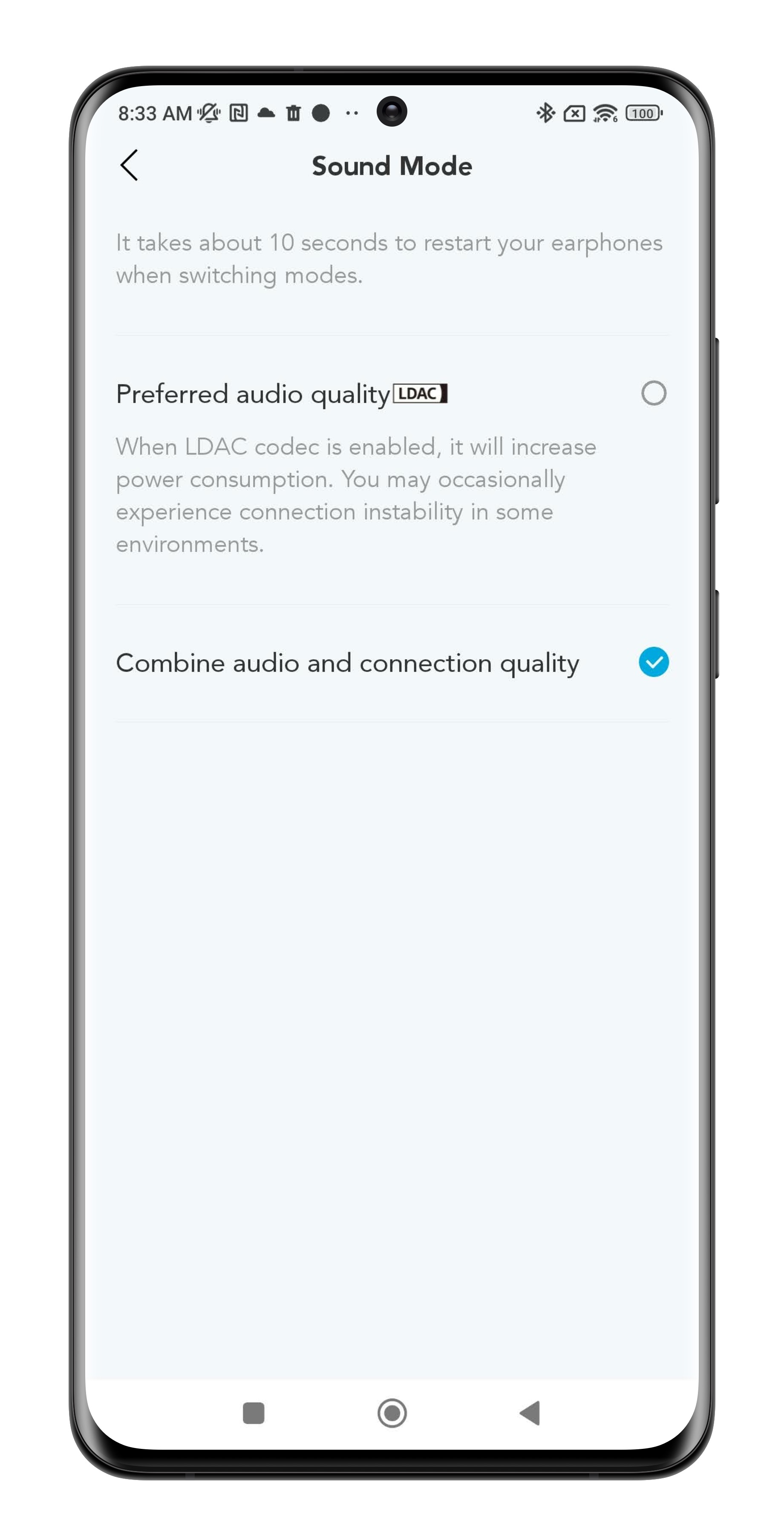 Opzione LDAC dell'app Soundcore.