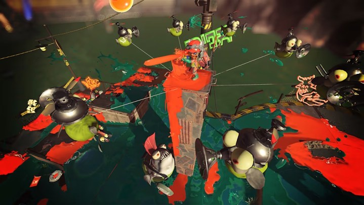 An inkling stands on a tower in Salmon Run in Splatoon 3.