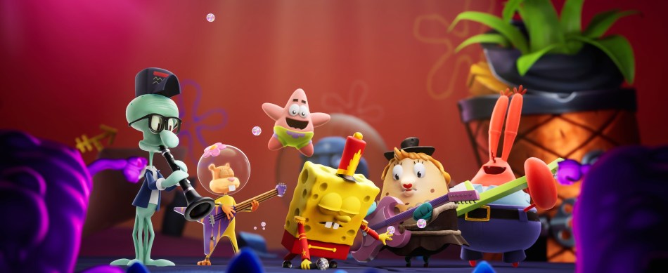 SpongeBob with balloon Patrick and his friends