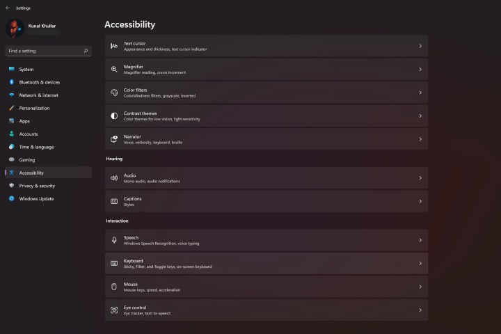 Screenshot of how to open Keyboard Accessibility settings on Windows 11.