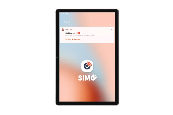 La pestaña Blackview 13 que muestra el logotipo de SIMO en su pantalla.