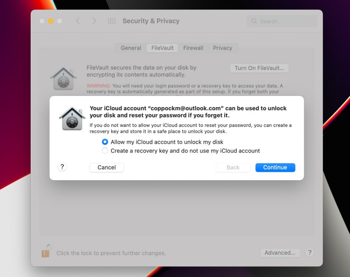 MacOS FileVault را روشن کنید.