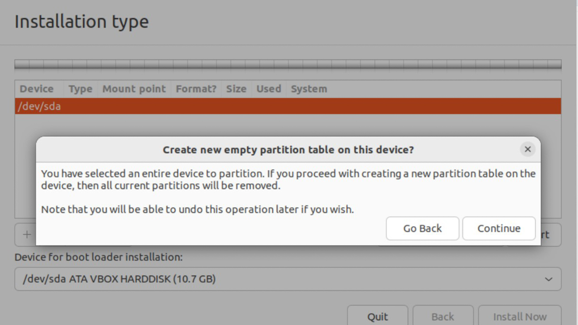 Aparece la advertencia de partición de Ubuntu