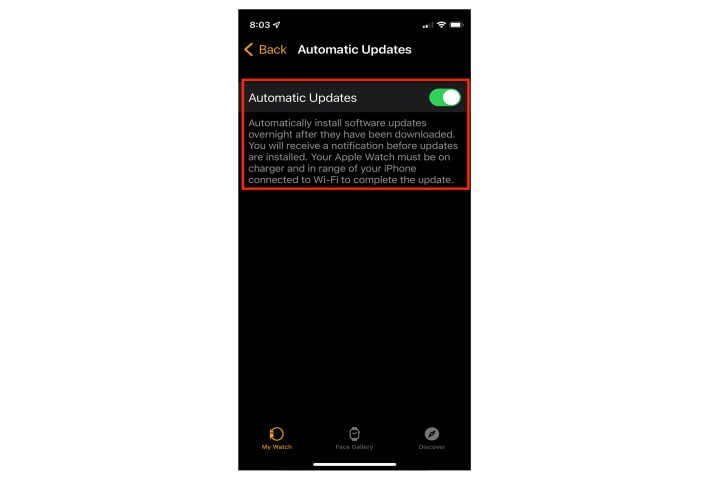 iPhone Auto Update setting.
