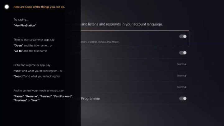 Uma lista de comandos de voz ps5.