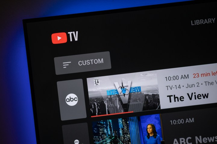 View of the interface for YouTube TV.