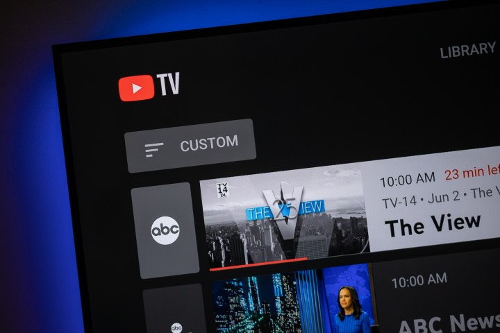 Visualização da interface do YouTube TV.