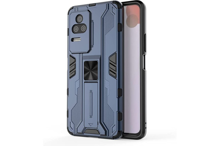 YukeTop Hard Rugged Case in blue for the OnePlus 10T, showing off a futuristic style.