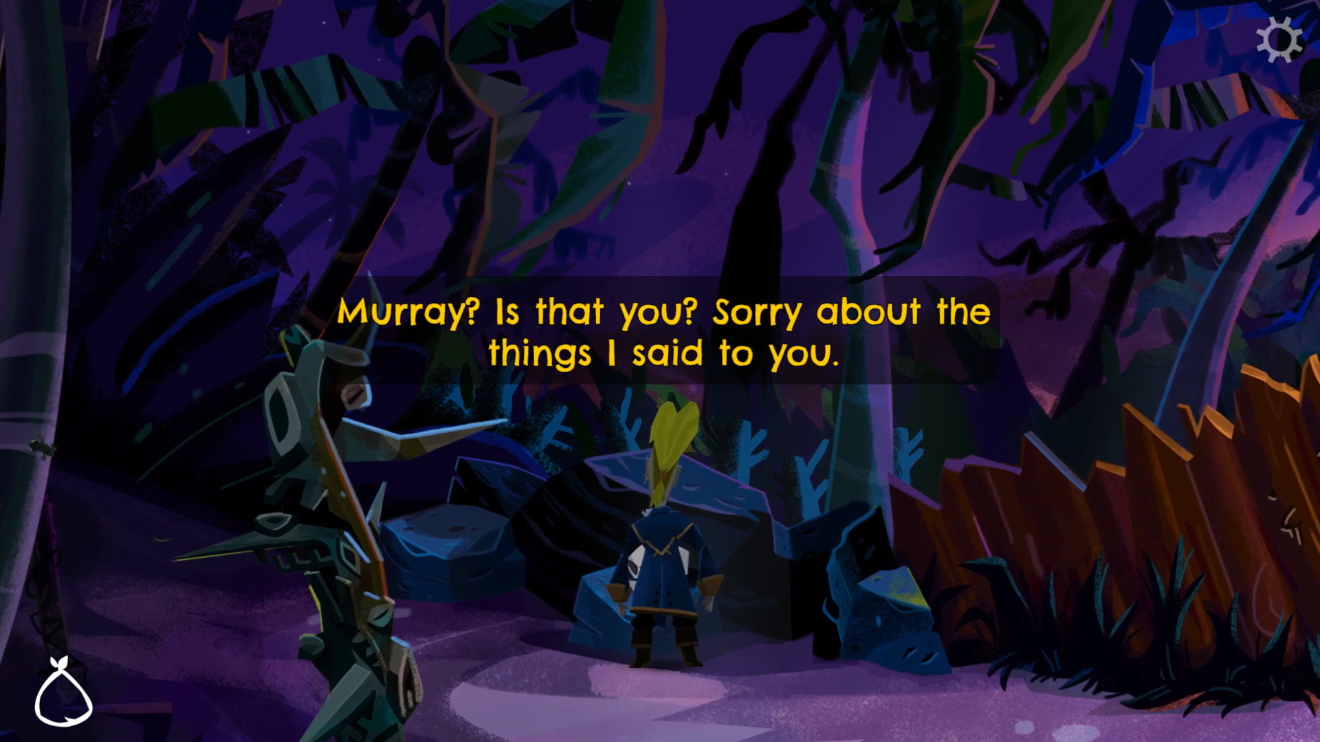 Guybrush preguntando si una calavera es Murray.