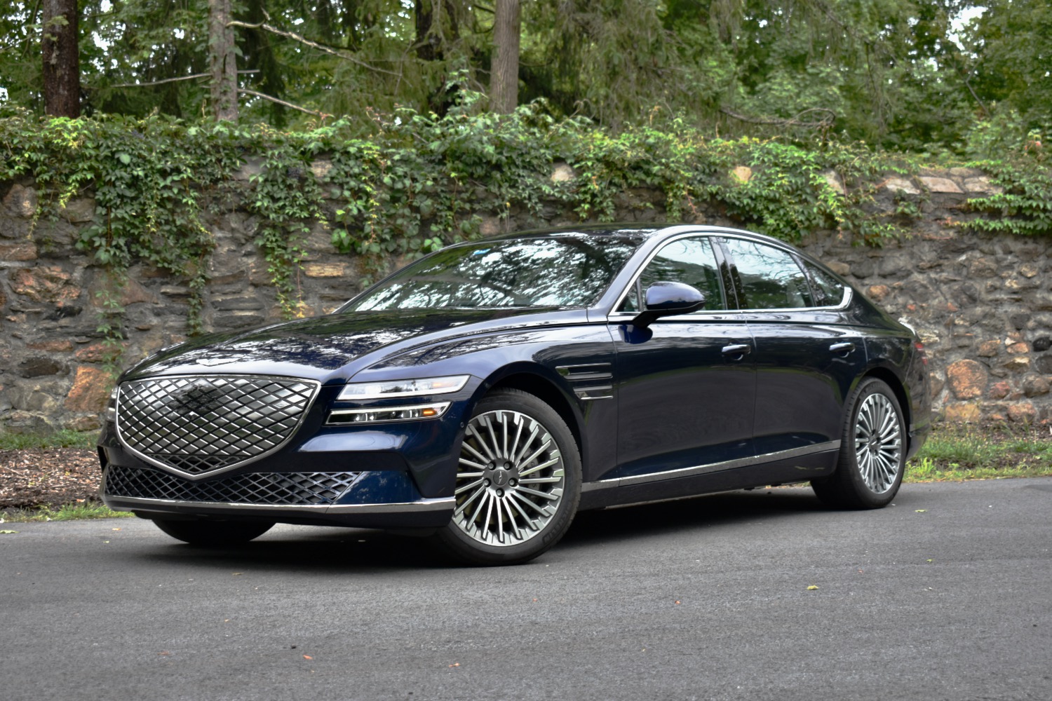 Front three quarter view of the 2023 Genesis Electrified G80.