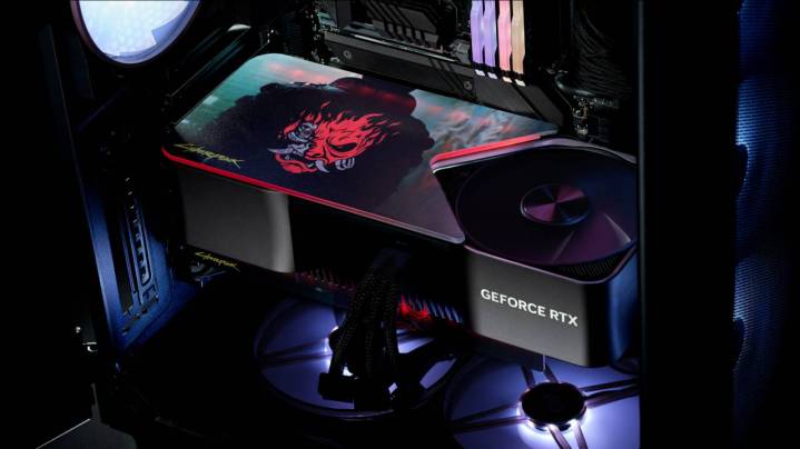 Nvidia GeForce RTX 4090 con backplate Cyberpunk 2077 personalizzato.