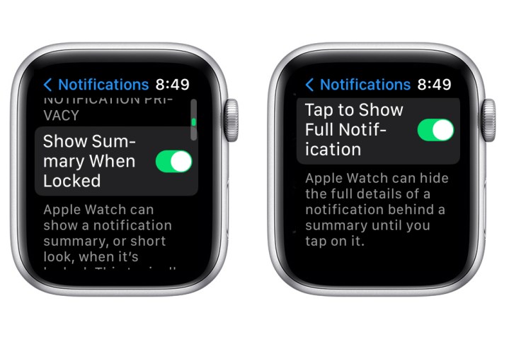 Apple Watch summary controls.