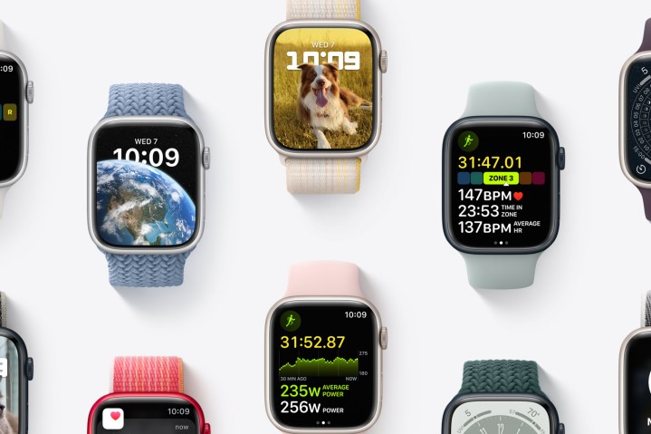 Relojes Apple con diferentes funciones de WatchOS 9.