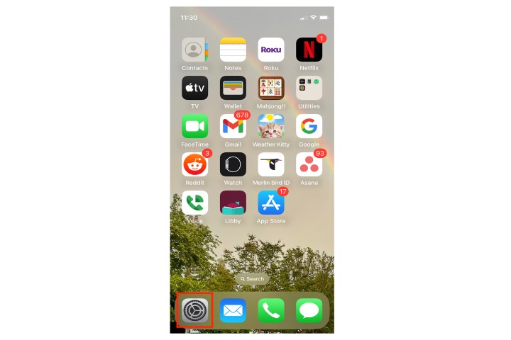 نماد Apple iOS در صفحه اصلی.