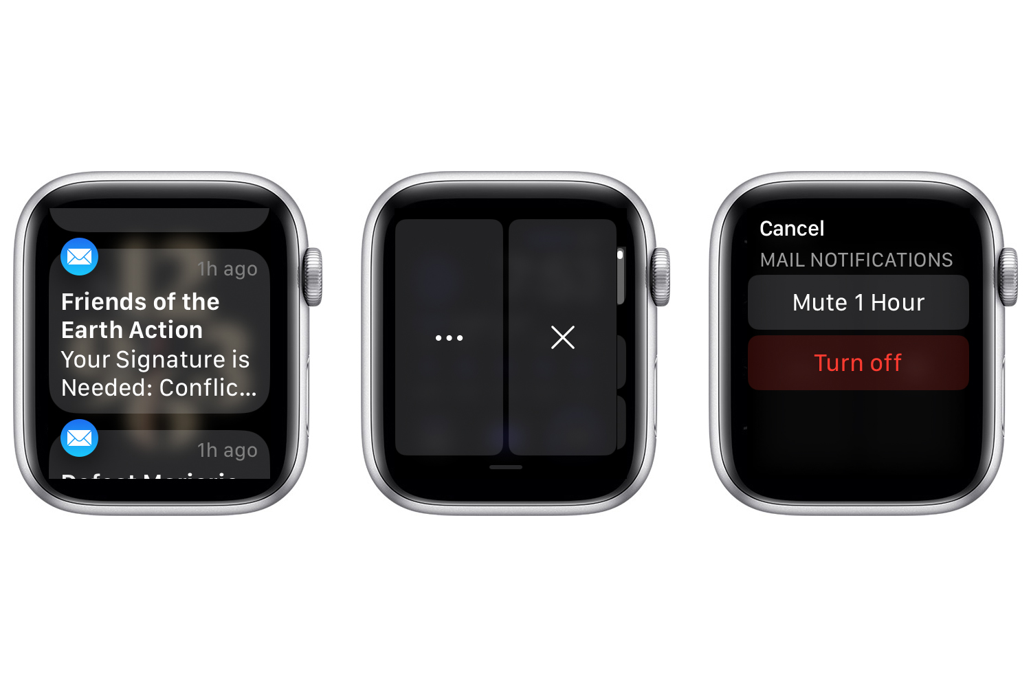 Controles de notificação do Apple Watch.