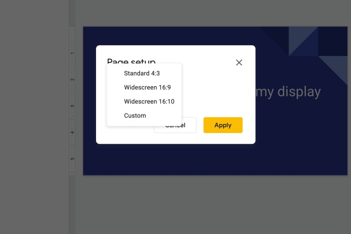 Aspect Ratios in Google Slides.