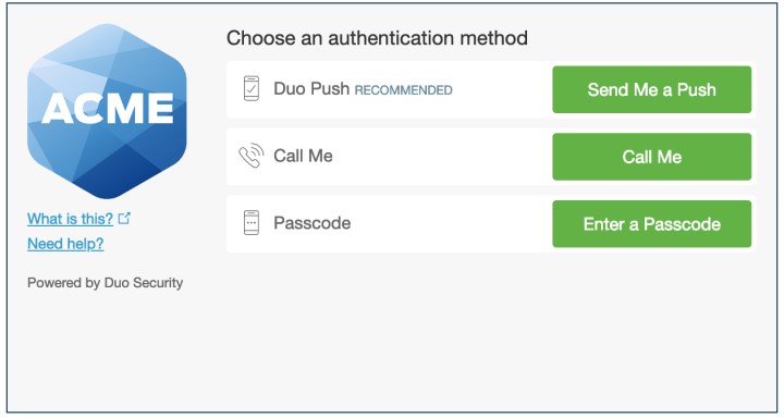 Duo Authentication Example.