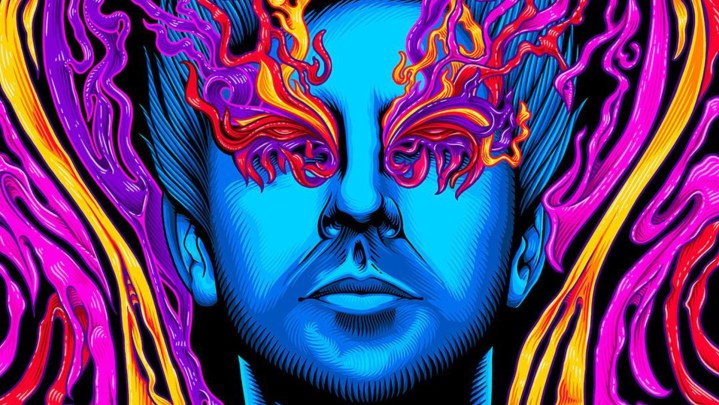 Neon-colored and psychedelic promo art of David Haller for Legion season 3.