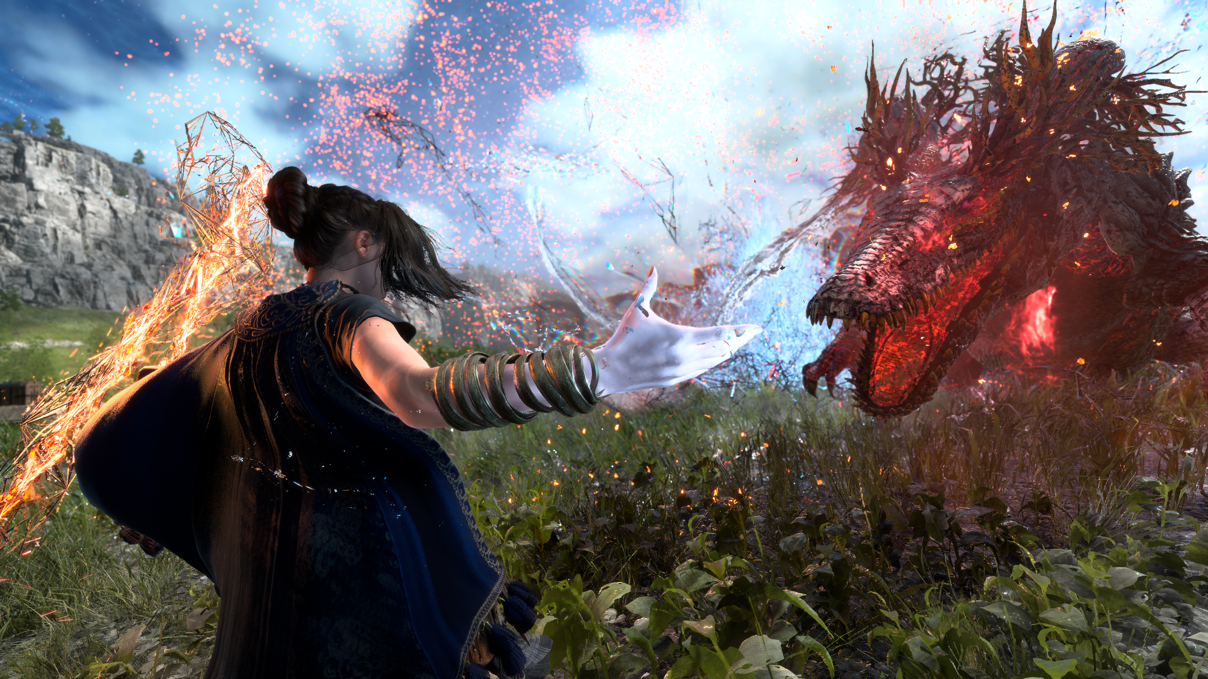 Frey prepares spells to attack a creature in Forspoken.
