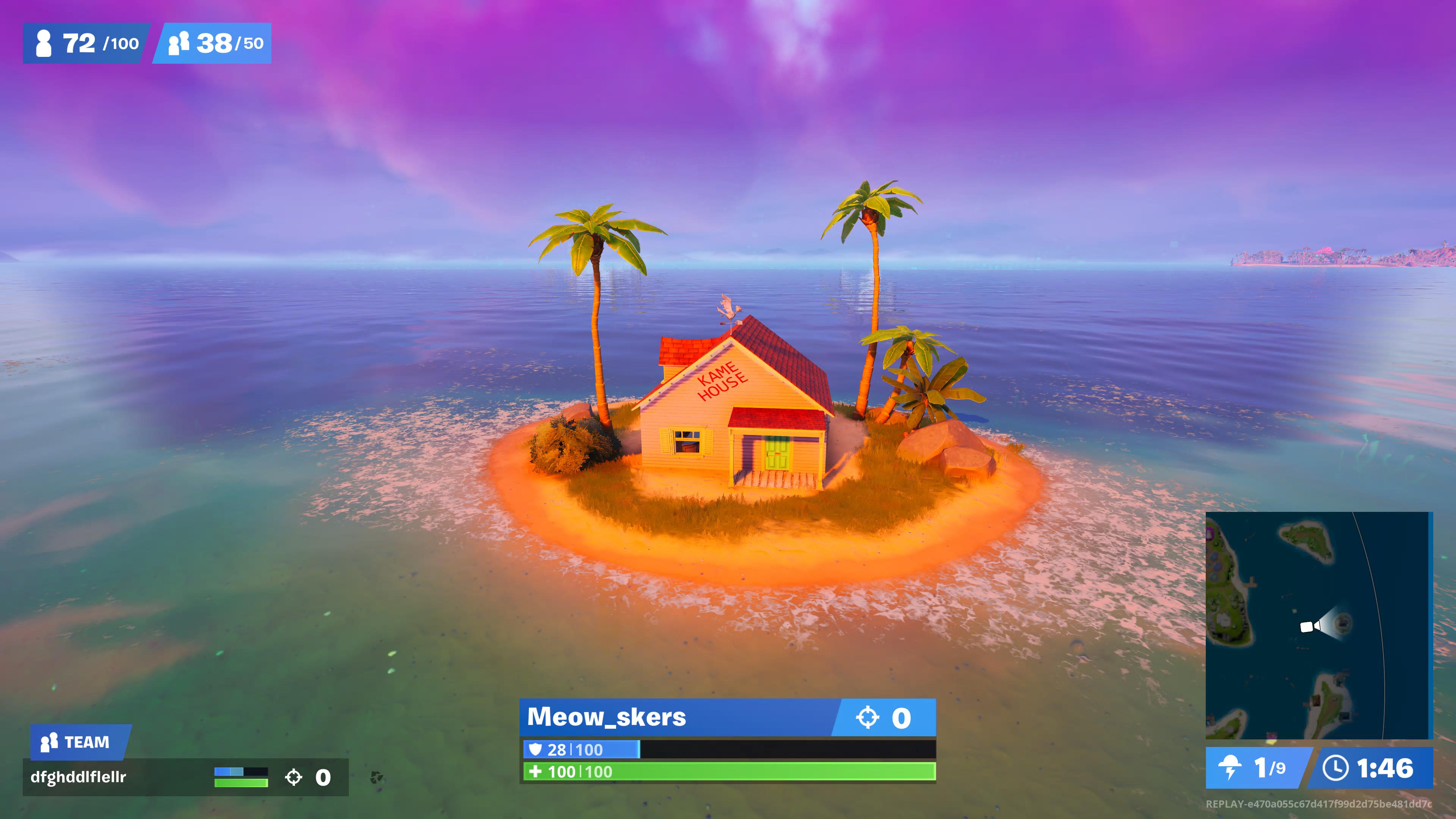 Kame House na ilha em Fortnite.