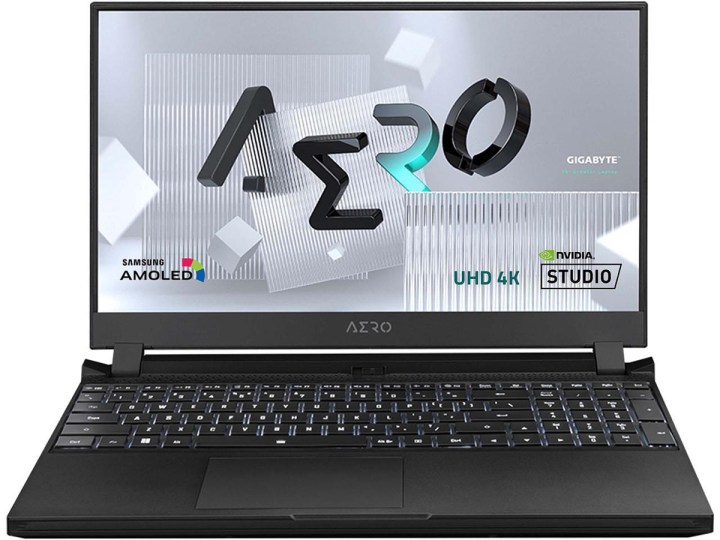 Gigabyte Aero 5 Creator 4K OLED Gaming Laptop on a white background.