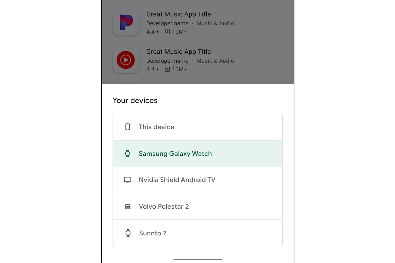 Filtro de búsqueda de Google Play Store para dispositivos que no sean teléfonos.