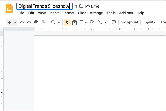 Name field for a Google Slides presentation.