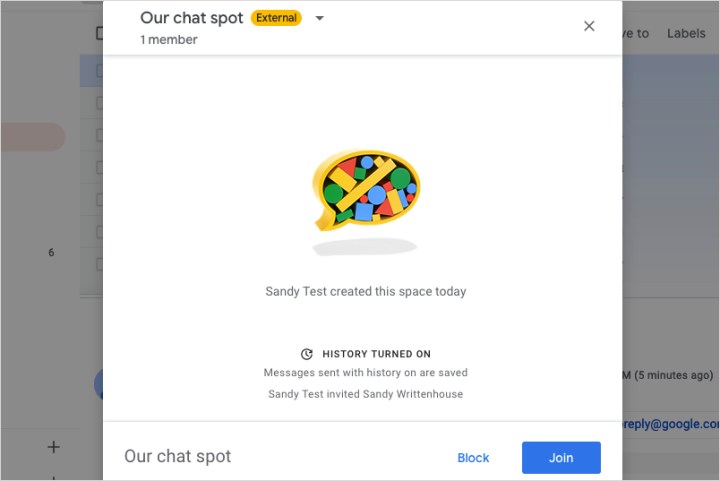 Invitation to join a Google Space.