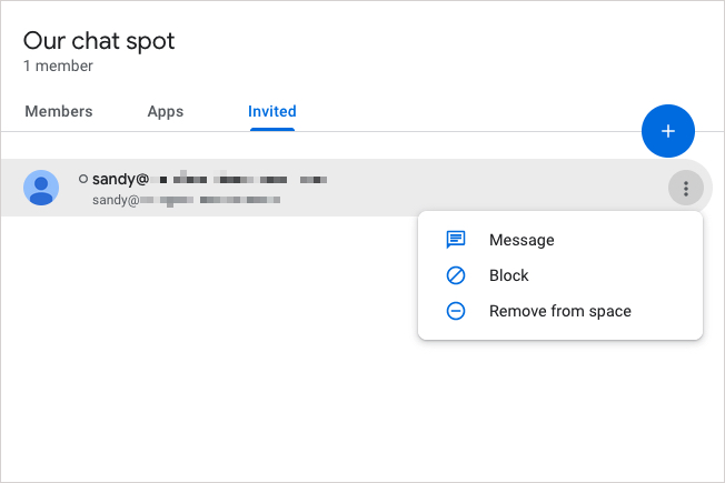 Google Spaces hat Personen eingeladen.