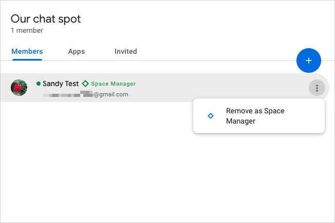 Box for managing members of a Google Space.