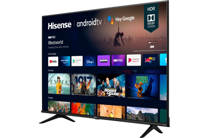 Hisense A6G Series 43-inch 4K Android TV on white background.