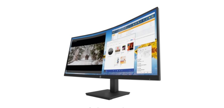 HP Curved Monitor on a white background.