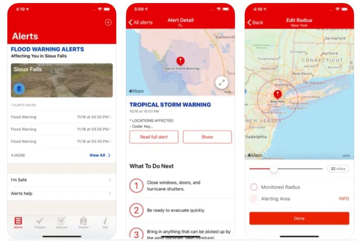 Three Hurricane: American Red Cross hurricane tracking maps.