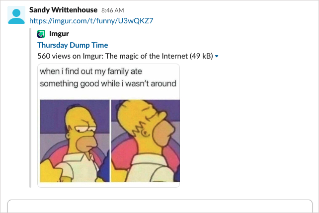 GIF sent using a link in Slack.