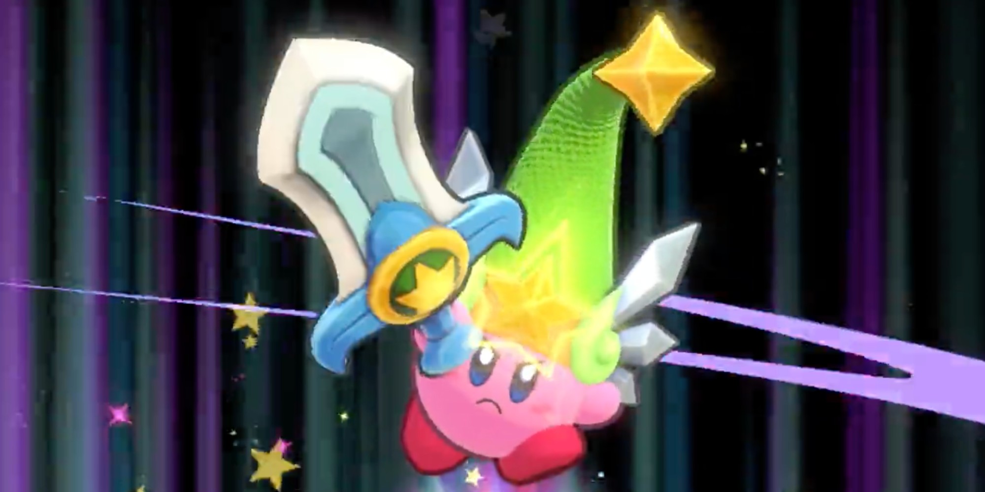 Kirby empuña una espada en Kirby's Return to Dreamland Deluxe.