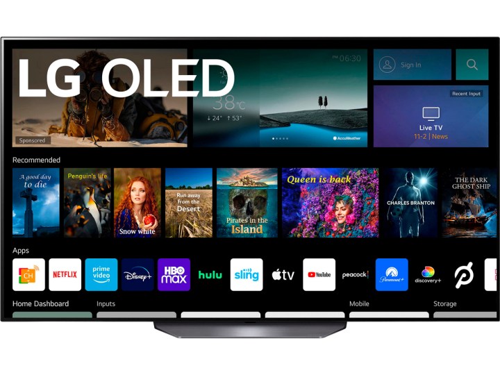 LG 55-inci B2 Series OLED 4K webOS TV memamerkan antarmuka perangkat lunak cerdasnya.