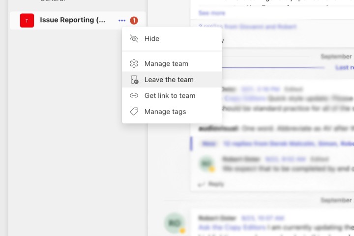 Exit the Microsoft Teams menu.