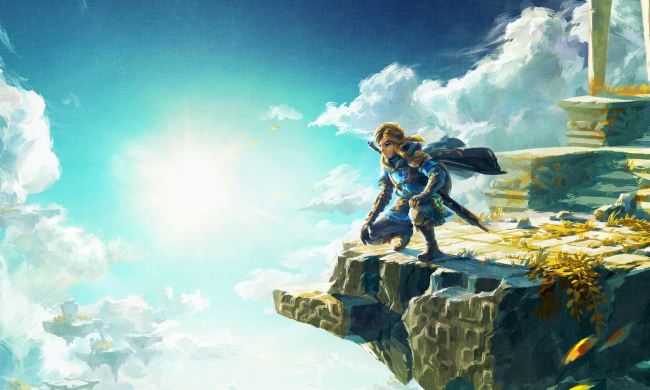 Link overlooks Hyrule in The Legend of Zelda: Tears of the Kingdom key art.