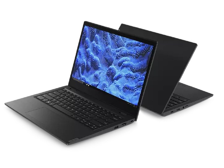 The Lenovo 14w laptop, with angled views on the front and back.