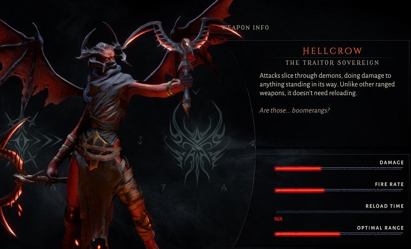 A player holding Hellcrow in Metal: Hellsinger.