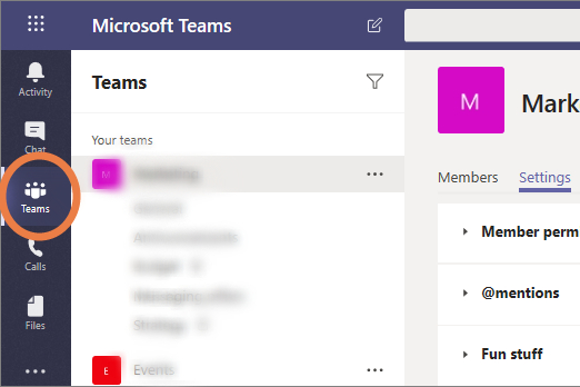 Microsoft Teams icon in the app.