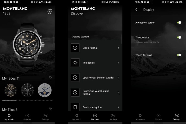 The Montblanc Summit 3's app.