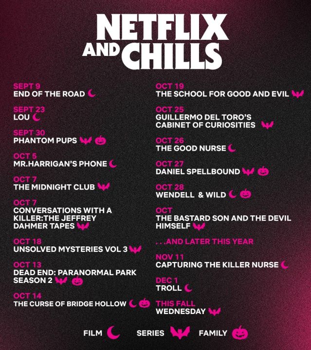 Poster of the Netflix and Chills lineup.