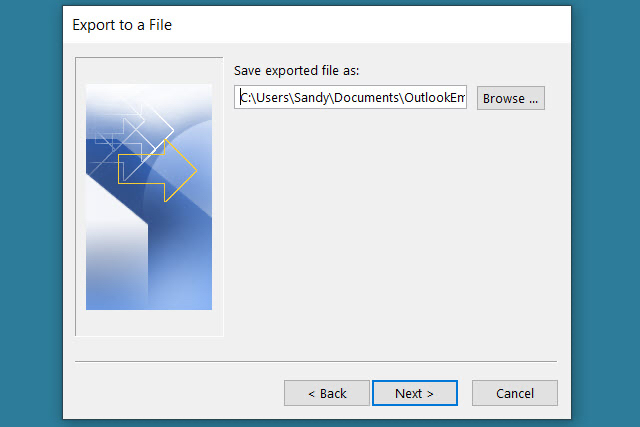 File path field with browse button.